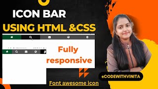 CSS Tutorial||How to create Icon Bar using HTML & CSS |Icon bar menu tutorial|@CodeWithVinita