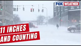Heavy Snow Pounds Syracuse, New York, As A Powerful Lake Effect Snowstorm Grips The Great Lakes