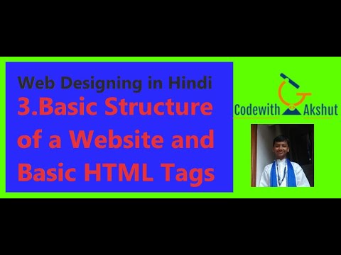 Web Designing in Hindi: #3 - Basic Structure of a Website and Basic HTML Tags