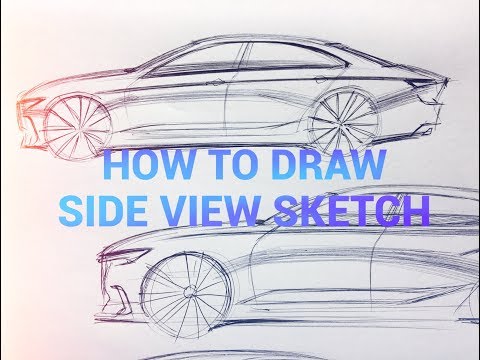 Car design sketch - how to draw side view sketch [021]