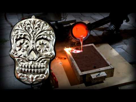 Sand Casting: Highly Polish Aluminum Skull #aluminumcasting #metalcasting