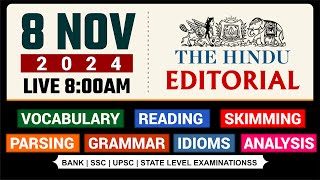 THE HINDU EDITORIAL || Analysis 8th Nov 2024 || SSC / UPSC / BANKING EXAMS || By Kartik Sir #viral
