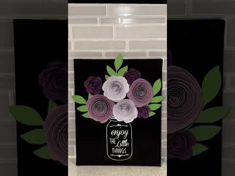 DIY 3D Paper Flower Canvas Made with Cricut