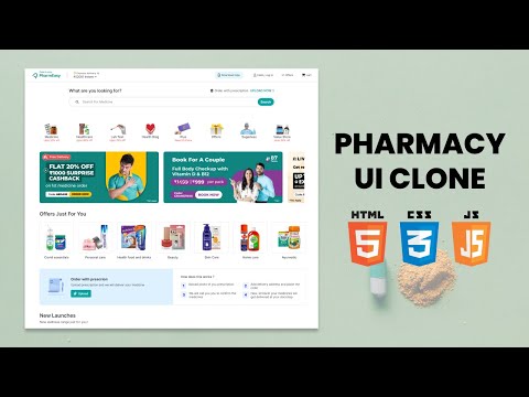 Pharmacy UI Clone using HTML, CSS, and JavaScript | From Scratch | The Web-Fix
