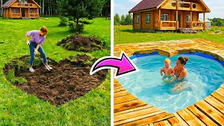 Amazing DIY Backyard Pool Project for the Whole Family 💦🔥