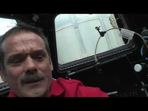 Hadfield behind the controls of Canadarm2