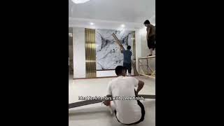 How to quickly complete the installation of a TV background wall? #homedecorvideo #wallboard