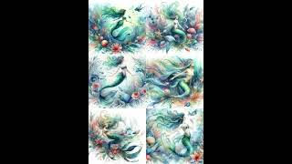 Mermaid Watercolor Design    #Mermaid #WatercolorArt #Fantasy #OceanMagic #Art"