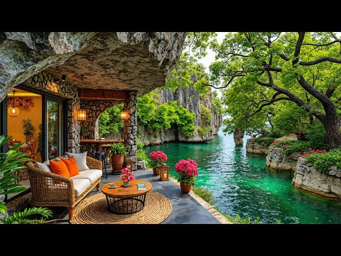 🍵 Riverside Rock Café & Chill Jazz | Calm Ambience & Smooth Piano Jazz for Stress Relief, Calm Mind