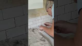 subway tile kitchen backsplash installation #cool #satisfying #diy #tile #work #home #music
