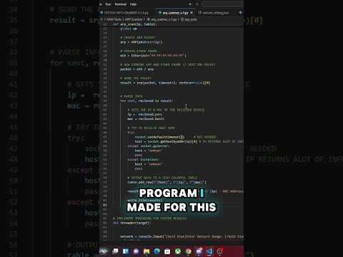 How I Made an ARP Scanner with Python #100daysofcodechallenge #programming