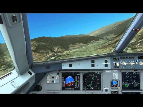 FSX Visual approach and landing in Paro Int Airport (VQPR) Airbus A320 Drukair