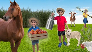 Educational Farm Animals Video for Kids | Atrin, Soren & Nikan Explore Farm Animals and Farmers Jobs