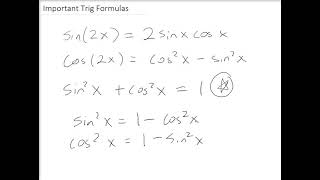 Important Trig Formulas